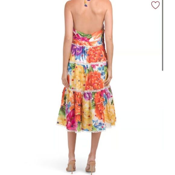 FARM Rio Rainbow Chita Flower Midi Dress Floral Crochet 3D Small S NWT - Picture 4 of 4